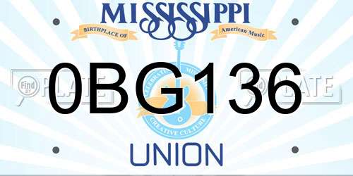 0BG136 Mississippi License Plate
