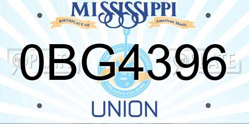 0BG4396 Mississippi License Plate