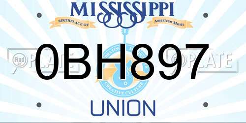 0BH897 Mississippi License Plate