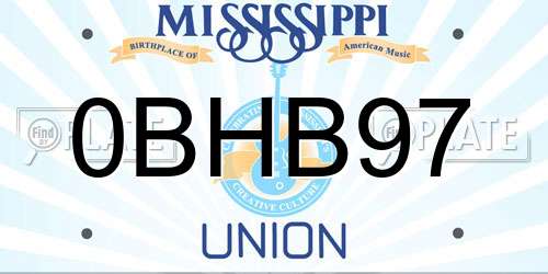 0BHB97 Mississippi License Plate