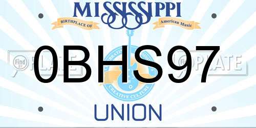 0BHS97 Mississippi License Plate