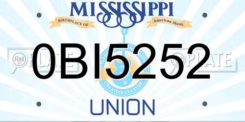 0BI5252 Mississippi License Plate
