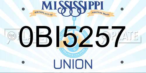 0BI5257 Mississippi License Plate