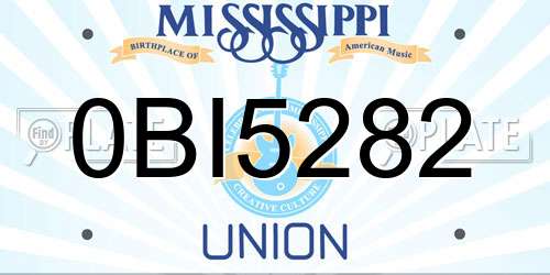 0BI5282 Mississippi License Plate
