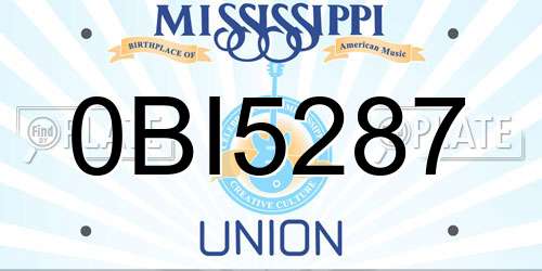 0BI5287 Mississippi License Plate