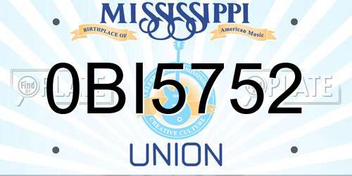 0BI5752 Mississippi License Plate