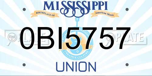0BI5757 Mississippi License Plate