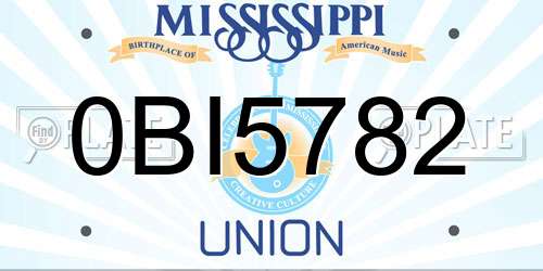 0BI5782 Mississippi License Plate