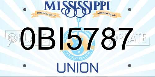 0BI5787 Mississippi License Plate