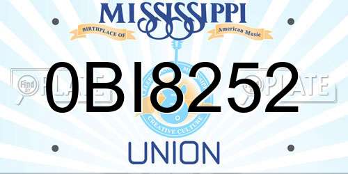 0BI8252 Mississippi License Plate