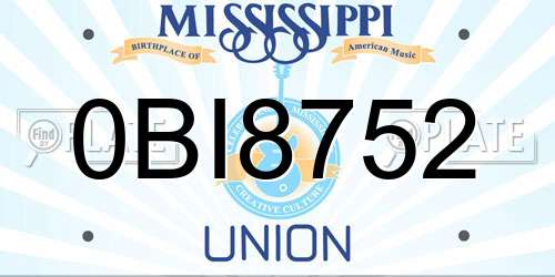 0BI8752 Mississippi License Plate
