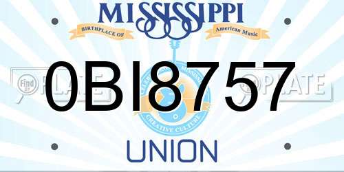 0BI8757 Mississippi License Plate