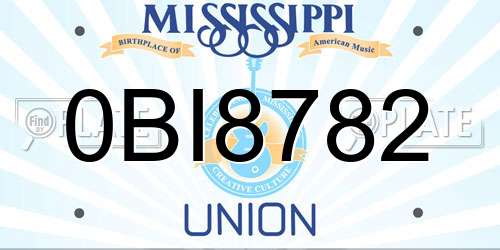 0BI8782 Mississippi License Plate