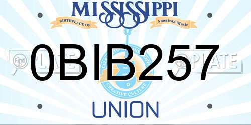 0BIB257 Mississippi License Plate
