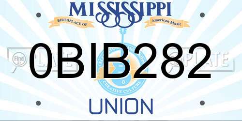 0BIB282 Mississippi License Plate