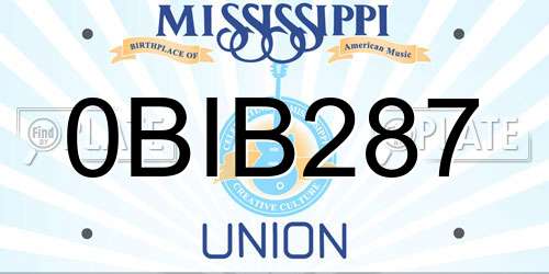 0BIB287 Mississippi License Plate