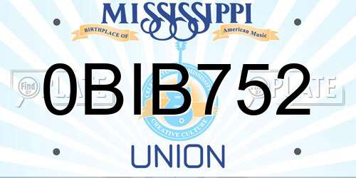 0BIB752 Mississippi License Plate