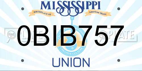 0BIB757 Mississippi License Plate