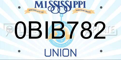 0BIB782 Mississippi License Plate