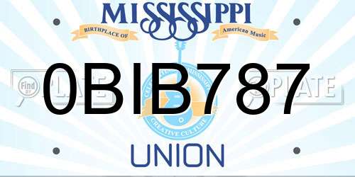 0BIB787 Mississippi License Plate