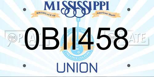 0BII458 Mississippi License Plate