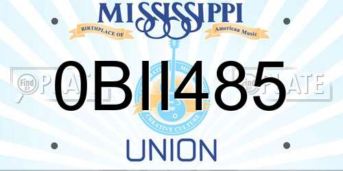 0BII485 Mississippi License Plate