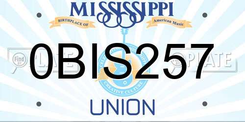 0BIS257 Mississippi License Plate