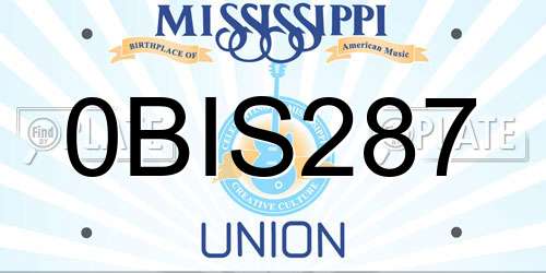 0BIS287 Mississippi License Plate