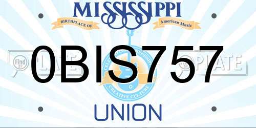 0BIS757 Mississippi License Plate