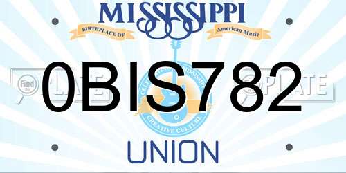 0BIS782 Mississippi License Plate