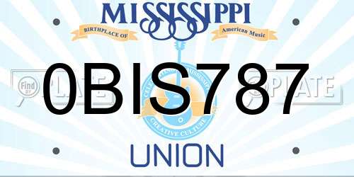 0BIS787 Mississippi License Plate