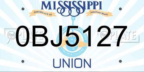 0BJ5127 Mississippi License Plate
