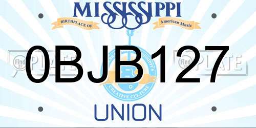 0BJB127 Mississippi License Plate