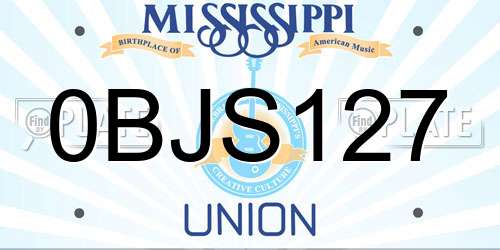 0BJS127 Mississippi License Plate