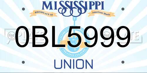 0BL5999 Mississippi License Plate