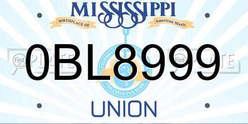 0BL8999 Mississippi License Plate