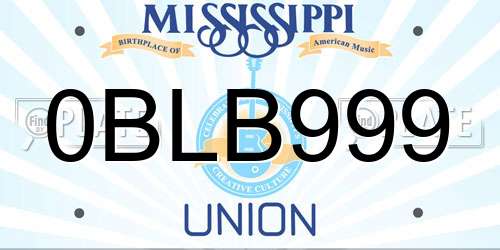0BLB999 Mississippi License Plate