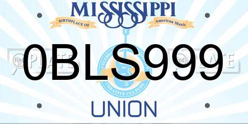 0BLS999 Mississippi License Plate