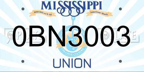 0BN3003 Mississippi License Plate