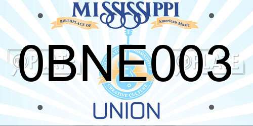 0BNE003 Mississippi License Plate