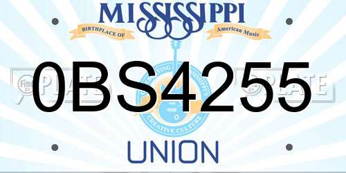 0BS4255 Mississippi License Plate