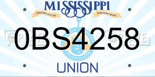 0BS4258 Mississippi License Plate