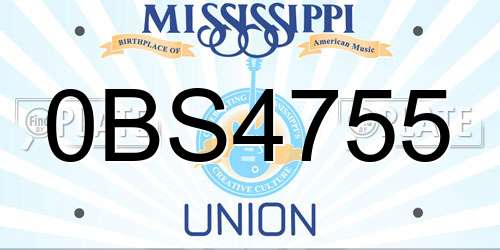 0BS4755 Mississippi License Plate
