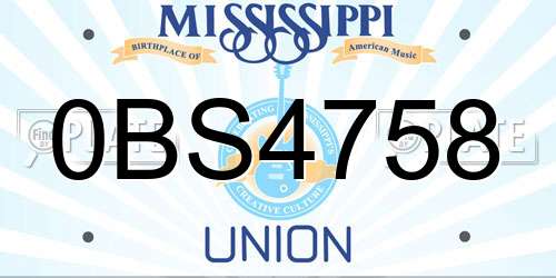 0BS4758 Mississippi License Plate