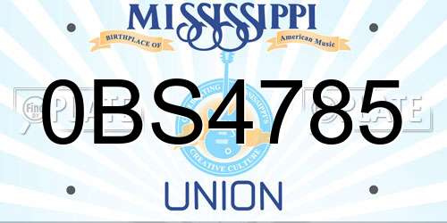 0BS4785 Mississippi License Plate