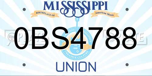 0BS4788 Mississippi License Plate