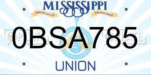 0BSA785 Mississippi License Plate