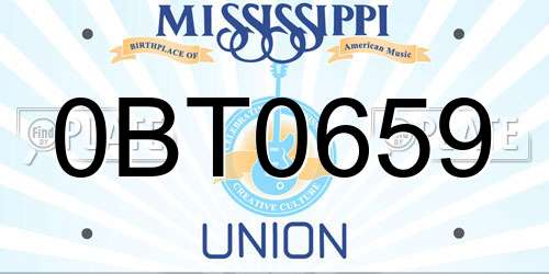 0BT0659 Mississippi License Plate