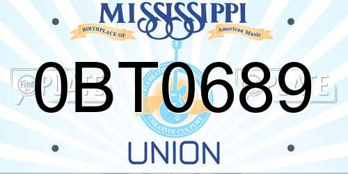 0BT0689 Mississippi License Plate