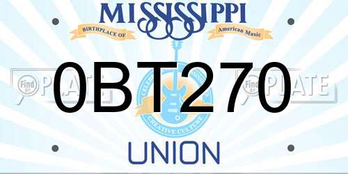 0BT270 Mississippi License Plate